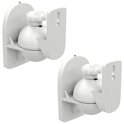 Abbildung von deleyCON 2X Universal Lautsprecher Wandhalterung Halterung Boxen Halter Schwenkbar + Neigbar bis 3,5Kg Deckenmontage Wandmontage Weiß