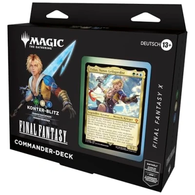 Abbildung von Magic: The Gathering FINAL FANTASY X Commander Deck Konter Blitz (Deck mit 100 Karten, Sammler Booster Probepackung 2 Karten + Zubehör) (Deutsche Version)