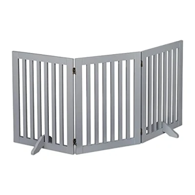 Abbildung von Relaxdays Absperrgitter, freistehendes Schutzgitter, HxB: 70 x 154 cm, mit Füßen, Hunde, Kindergitter klappbar, grau