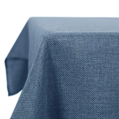 Abbildung von Deconovo Tischdecke Lotuseffekt Tischtuch Leinendecke Tischwäsche Eckig Wasserdicht 130x220 cm Blau