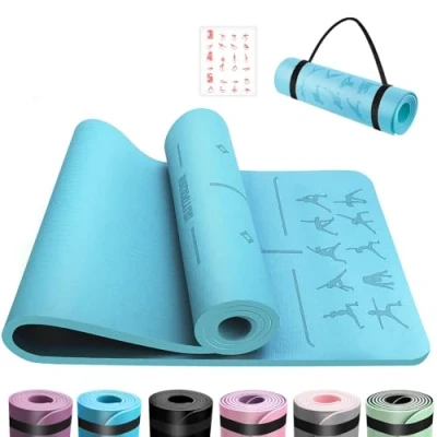 Abbildung von OUTDOUSE Yoga Matte, TPE Yogamatte Rutschfest Hautfreundliche Gymnastikmatte mit Ausrichtungslinien Sportmatte Dicke 6mm, Fitnessmatte Turnmatte Pilates Matte Tragegurt 183x61cm