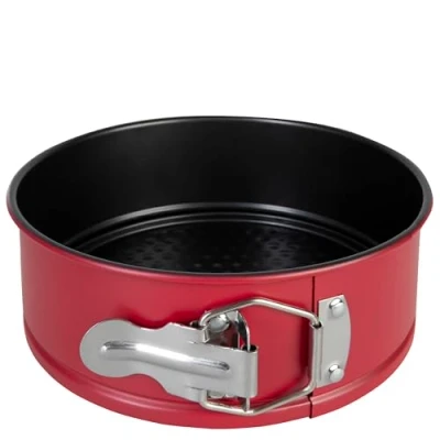 Abbildung von wenco Mini Springform, 18 cm Durchmesser, ideal für kleine Kuchen, hochwertige Antihaftbeschichtung, aus robustem Stahl, hitzebeständig, in stilvollem Rot, leicht zu reinigen