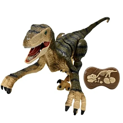 Abbildung von Lexibook, RC Raptor Control, realistischer Ferngesteuerter Dinosaurier, gelenkige Bewegungen, Brüllen, Lichteffekte, wiederaufladbar, Fossil Fernbedienung enthalten, DINO01