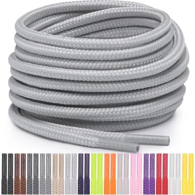 Abbildung von Miscly Schnürsenkel Rund Reißfest für Sportschuhe, Sneaker und Stiefel, Ø 4 mm (114 cm, Hellgrau)