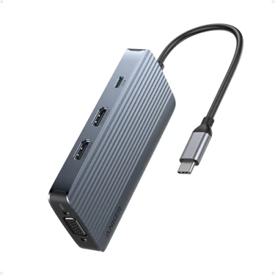 Abbildung von Anker 8 in 1 USB C Hub, Dockingstation Triple Display Multi Port Dongle mit 2 HDMI und VGA, 5 Gbit/s Datenübertragung, Ports für MacBook Air/Pro, Dell XPS, iPad Pro mehr