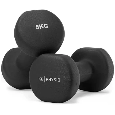 Abbildung von KG Physio Hantelset mit A3 Übungsposter Neopren Kurzhanteln 2er Set Fitness Gewichte aus Gusseisen Hantel Set, Schweißabweisendes Kurzhantelset für Frauen und Männer Hanteln 1kg 10kg
