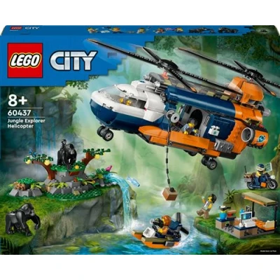 Abbildung von LEGO City Dschungelforscher Hubschrauber, Abenteuer Spielset für Kinder ab 8 Jahren, Weihnachts oder Geburtstagsgeschenk Kinder, 5 Minifiguren und 3 Gorillas 60437