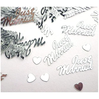Abbildung von Just Married Herzen Herzchen Herze Love Hochzeit Tischdeko Streudeko Konfetti (Just Silber, 200)
