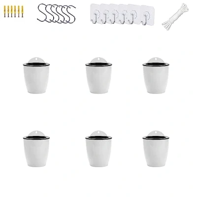 Abbildung von ORIMERC 6er Set Selbstwässernder Blumentopf Wand hängende Selbstbewässerungstöpfe Küche Kräutertopf Wandtöpfe Pflanze innen Wasserspeicher Pflanzgefäße Kräutergarten Balkon vertikal Wandmontage weiß