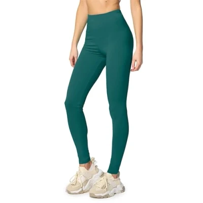 Abbildung von Merry Style Leggings Damen Baumwolle für das ganze Jahr Bequeme Blickdicht Ideal Yoga Sport Gym und Freizeit MS10 198 (Smaragdgrün, L)