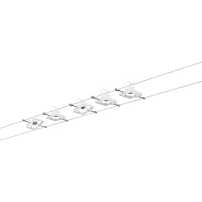 Abbildung von Paulmann 94134 Seilsystem Mac II Weiß Seilleuchte 5 Spots mit Spannseil und Trafo max. 10W GU5,3 Drahtseilsystem ohne Leuchtmittel