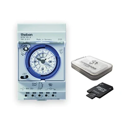 Abbildung von Theben 1610011 SYN 161d analoge Zeitschaltuhr mit Synchronmotor und Tagesprogramm, Zeitschalter + 64GB Avantrado Micro SD Karte (Class 10, U3) Adapter