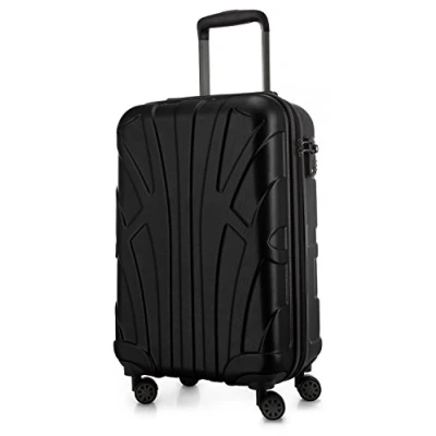Abbildung von SUITLINE Handgepäck Hartschalen Koffer Trolley Rollkoffer Reisekoffer, TSA, 55 cm, ca. 34 Liter, 100% ABS Matt, Schwarz