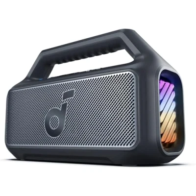 Abbildung von soundcore by Anker, Boom 2 Outdoor Lautsprecher, 80W, Subwoofer, BassUp 2.0, 24h Akku, IPX7 Wasserdicht &amp; Schwimmt, LED Licht, USB C, EQ, BT 5.3, Mobiler Bluetooth Speaker, Camping, Strand, Garten