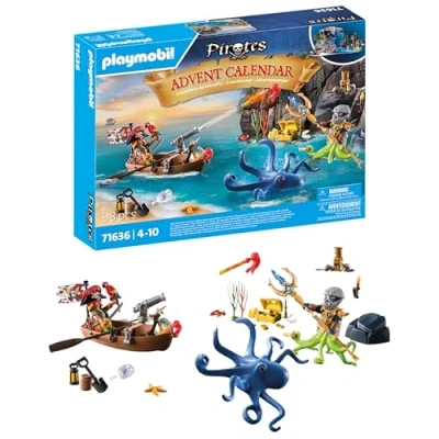 Abbildung von PLAYMOBIL Piraten Adventskalender 24 spannende Türchen Piratenstarke Figuren für Kinder Abenteuerspielzeug ab 4 Jahren 71636