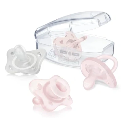 Abbildung von Chicco PhysioForma Schnuller, mitwachsendes Schnuller Set von 0 6 Monaten für Mädchen, mit 4 Schnullern, 2 Monate und Monate, weiches Material