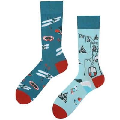 Abbildung von TODO Lustige Ski Socken mit Skifahren Motiv, Motiv Damen und Herren (Socken 35 38)