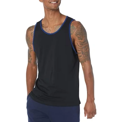Abbildung von Amazon Essentials Herren Tanktop, Normale Passform, Blau/Schwarz, L