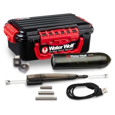 Abbildung von Water Wolf 2.0 WiFi Unterwasser Action Kamera für den Angelsport 1080p HD Unterwasserkamera mit 120 Grad Weitwinkel, 100 m wasserdicht, Zubehörset