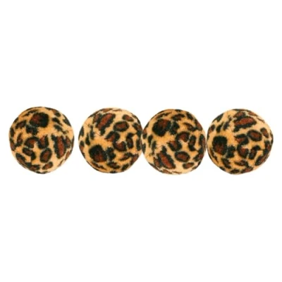 Abbildung von TRIXIE Spielbälle Set für Katzen 4 Stück mit Schelle Kunststoff/Polyester buntes Leopardenmuster ø cm 4109