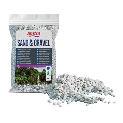 Abbildung von Amtra Gravel Natürlicher Aquarienkies, dekorative Erde, grobe weiße Körnung, Größe 4 8 mm, 1 kg
