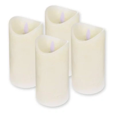 Abbildung von ToCi LED Kerzen Creme Ø 7,5 x 10 cm 4er Set flammenlose Echtwachs mit beweglicher Flamme und Timer Adventskerzen Grablicher