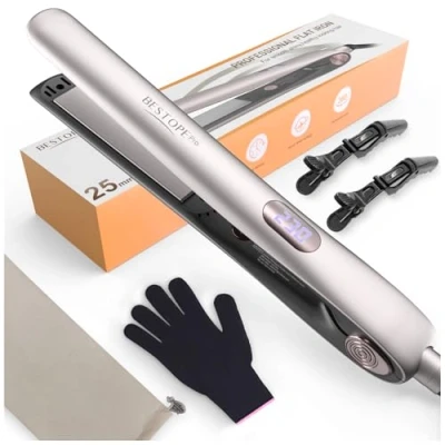 Abbildung von BESTOPE PRO Glätteisen, 2 in 1 Glätteisen Locken und Glätten Antistatische Keramik Turmalin Beschichtung, LCD Display, Haarglätter Ultra Schnelles Aufheizen für dickes, krauses Haar, 120 230C