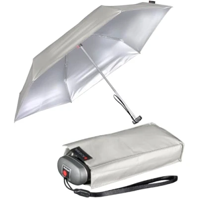 Abbildung von Knirps mini Taschenschirm Travel mit UV und Hitze Schutz Silver Heatshield Stone