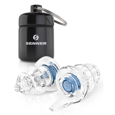 Abbildung von Senner ® MusicPro Soft Gehörschutz Konzert, Musik, Disco und Festival Ohrstöpsel extra soft, blau/transparent mit Alubehälter für die Earplugs