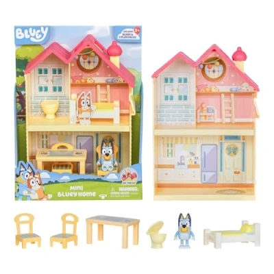 Abbildung von BLUEY Spielset Kleines kompaktes Haus mit Tragegriff, DREI Teile, Küche, Schlafzimmer und Badezimmer, inkl. Figur 5 Spielelementen