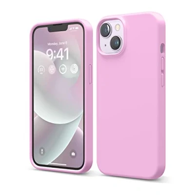 Abbildung von elago Schutzhülle für iPhone 14, Flüssigsilikon, Ganzkörper Schutzhülle, stoßfest, schlanke Handyhülle, kratzfestes, weiches Mikrofaserfutter, 15,5 cm (6,1 Zoll), Hot Pink