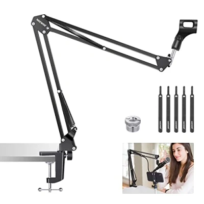 Abbildung von Neewer Mikrofonarmständer, Aufhängung Boom Schere Mic Arm Stativ mit 3/8&quot; bis 5/8&quot; Schraube und Kabelbinder Kompatibel Blau Yeti Snowball X Quadcast anderen Mikrofonen, Max Last 1.5kg