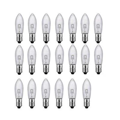 Abbildung von ShuoHui E10 LED Ersatzlampen Glühbirnen Topkerze für Lichterkette 9V 55V AC 0.2W 3000K (20)