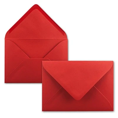 Abbildung von 50 Brief Umschläge Rot DIN C6 114 x 162 mm Kuverts mit Nassklebung ohne Fenster für Gruß Karten &amp; Einladungen FarbenFroh by GUSTAV NEUSER