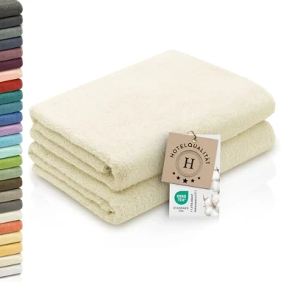 Abbildung von ZOLLNER 2er Set Duschtücher weiche und saugstarke Handtücher waschbar bis 95C Baumwolle 70x140 cm in Natur
