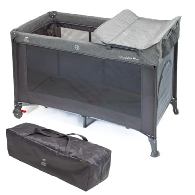 Abbildung von Urban Kanga Quokka Plus Reisebett Baby Höhenverstellbar Mit Wickelauflage Neugeboreneneinsatz 60x120cm (Grau Melange)