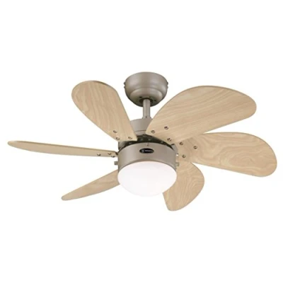 Abbildung von Westinghouse Lighting 76 cm Deckenventilator Turbo Swirl 78158 mit Einzelleuchte und sechs Flügeln, Ausführung in Titan Opalmilchglas, 7815840, Titanium