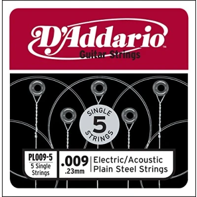 Abbildung von D&#039;Addario Plain Steel Elektro/Akustikgitarren Saiten 5er Pack
