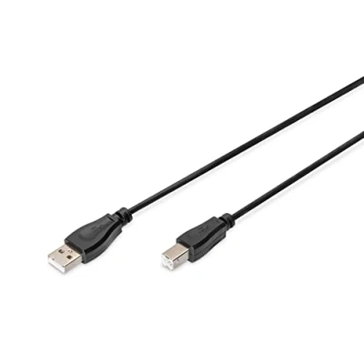 Abbildung von DIGITUS USB 2.0 Kabel 1,8 m A zu Typ B 480 Mbps Verbindungskabel für Computer, Notebooks, Hubs, Drucker Schwarz