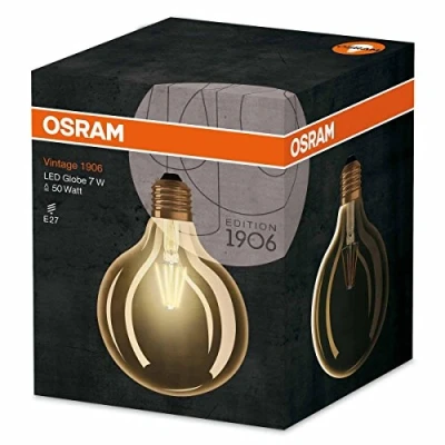 Abbildung von Osram LED Vintage Edition 1906 Lampe, in Ballform mit E27 Sockel, nicht dimmbar,6.5 Watt, Klar, Warmwei? 2400 Kelvin, 1er Pack, Warmweiß