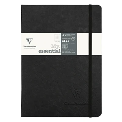 Abbildung von Clairefontaine 793431C Notizbuch AgeBag My Essentials, DIN A5, 14,8 x 21 cm, 96 Blatt, dot, nummeriert, 90g, 1 Stück, schwarz