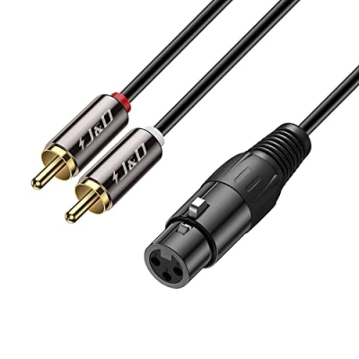 Abbildung von J&amp;D XLR auf Dual Cinch Y Splitter Patch Kabel, PVC Geschält Unbalanced 2x RCA Männlich zu Weiblich Stereo Audio Verbinden Adapterkabel für Lautsprecher Kondensatormikrofon AMP, 2,7 Meter