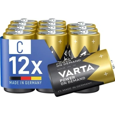 Abbildung von VARTA Batterien C Baby, 12 Stück, Power on Demand, Alkaline, Vorratspack, smart, flexibel, leistungsstark, ideal für Computerzubehör, Smart Home Geräte, Made in Germany