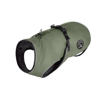 Abbildung von HUNTER Hundemantel Uppsala, Farbe: Khaki, 2in1 Design mit herausknüpfbarem Innenfutter, wasserabweisend, reflektierende Paspeln, geschlossene Bauchseite, optimaler Sitz, Größe: 30