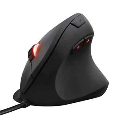 Abbildung von Trust Gaming GXT 144 Rexx Vertikale Maus, 10.000 DPI, 6 programmierbare Tasten, RGB LED Beleuchtung, Ergonomisches Design Vorbeugung Gegen Mausarm/Tennisarm (RSI Syndrom) Schwarz