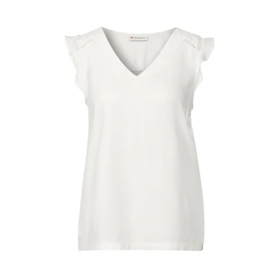 Abbildung von Street One Vneck MIT HÄKELDETAILS Tshirt print, Damen, Größe: 38, Weiß