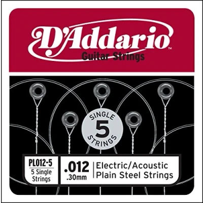 Abbildung von D&#039;Addario PL012 5 Stahlsaiten für E /Akustikgitarre, 5er Pack