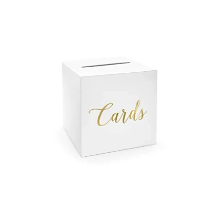 Abbildung von Party Deco Geschenkbox, Gastgeschenk, Hochzeitsbox, Geldbox, Kartenbox 24 x cm Geschenkkartenbox für Hochzeitsempfänge, Geburtstage, Abschlussfeiern, Braut oder Babypartys Gold