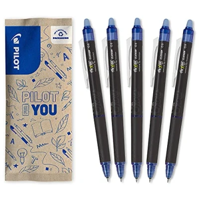 Abbildung von Pilot 5er Set Frixion Point Clicker Tintenroller 0.5 mm mit löschbarer, thermosensitiver Tinte 5x Blau feiner Spitze nachfüllbar Zauberstift, 1 Stück (5er Pack)