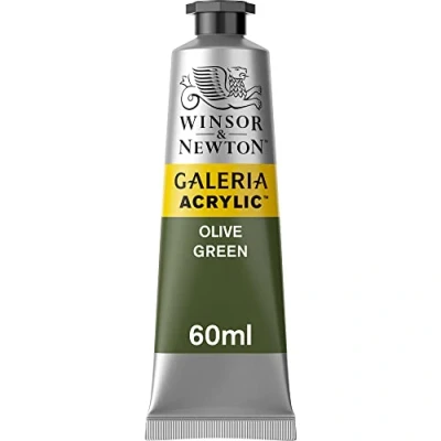 Abbildung von Winsor &amp; Newton 2120447 Galeria Acrylfarbe, hohe Pigmentierung, lichtecht, buttrige Konsistenz, 60 ml Tube Olivgrün
